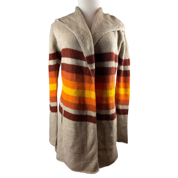 Toad & Co Merino Heartfelt Hoodie Duster Wool Long Open Cardigan Sweater Medium - Picture 2 of 14